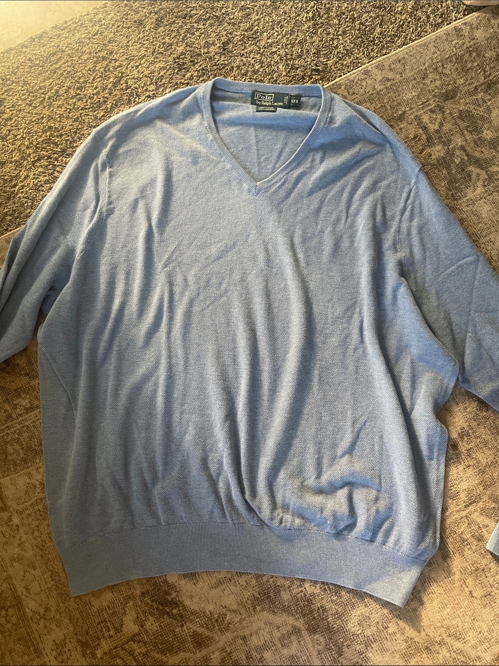 Polo by Ralph Lauren Men’s Sky Blue V-Neck Sweater
